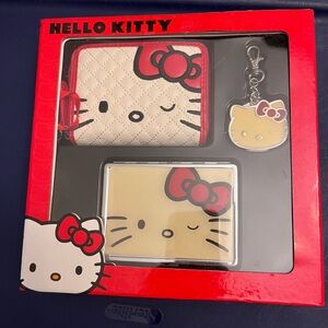 Hello Kitty  wallet, metal card case and charm set